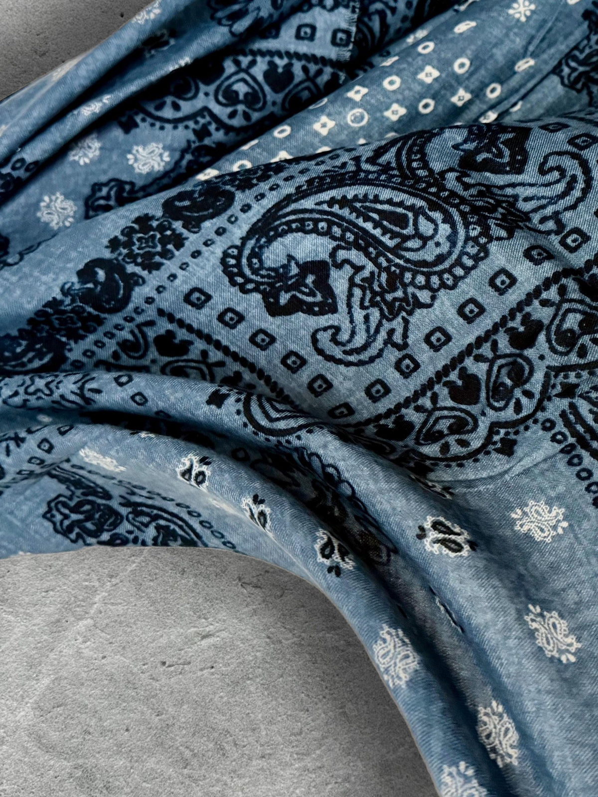 Blue Paisley Scarf for Women,Cotton Viscose Boho Shawl,Vintage Bandana Print Wrap,Autumn Winter Accessory,Great Gifts for Her