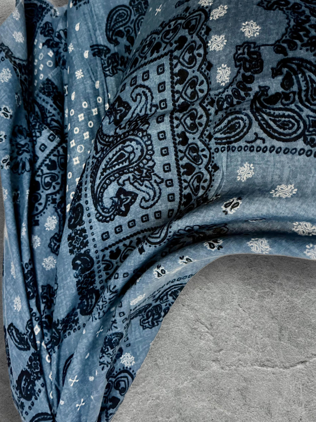Blue Paisley Scarf for Women,Cotton Viscose Boho Shawl,Vintage Bandana Print Wrap,Autumn Winter Accessory,Great Gifts for Her