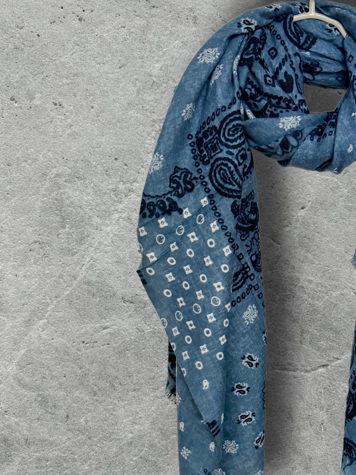 Blue Paisley Scarf for Women,Cotton Viscose Boho Shawl,Vintage Bandana Print Wrap,Autumn Winter Accessory,Great Gifts for Her