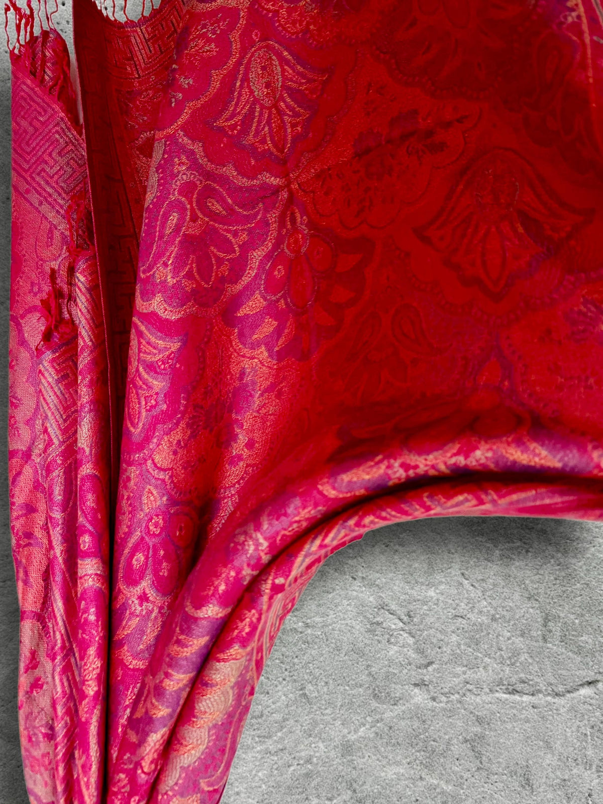 Fuchsia Pink Floral Autumn Winter Scarf, Cotton Viscose Blend Pashmina Style Fringed Women Shawl,Thoughtful Gifts for Her