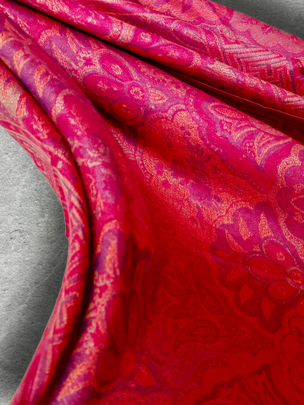 Fuchsia Pink Floral Autumn Winter Scarf, Cotton Viscose Blend Pashmina Style Fringed Women Shawl,Thoughtful Gifts for Her