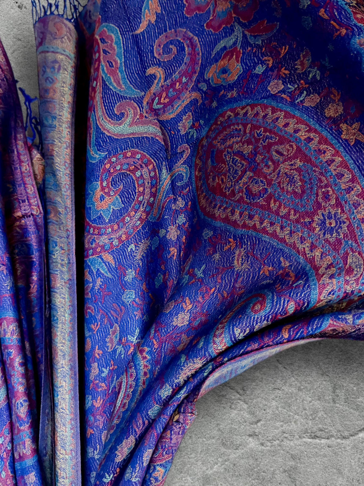 Royal Blue Paisley Autumn Winter Scarf, Cotton Viscose Blend Shawl for Women, Thoughtful Gifts for Her