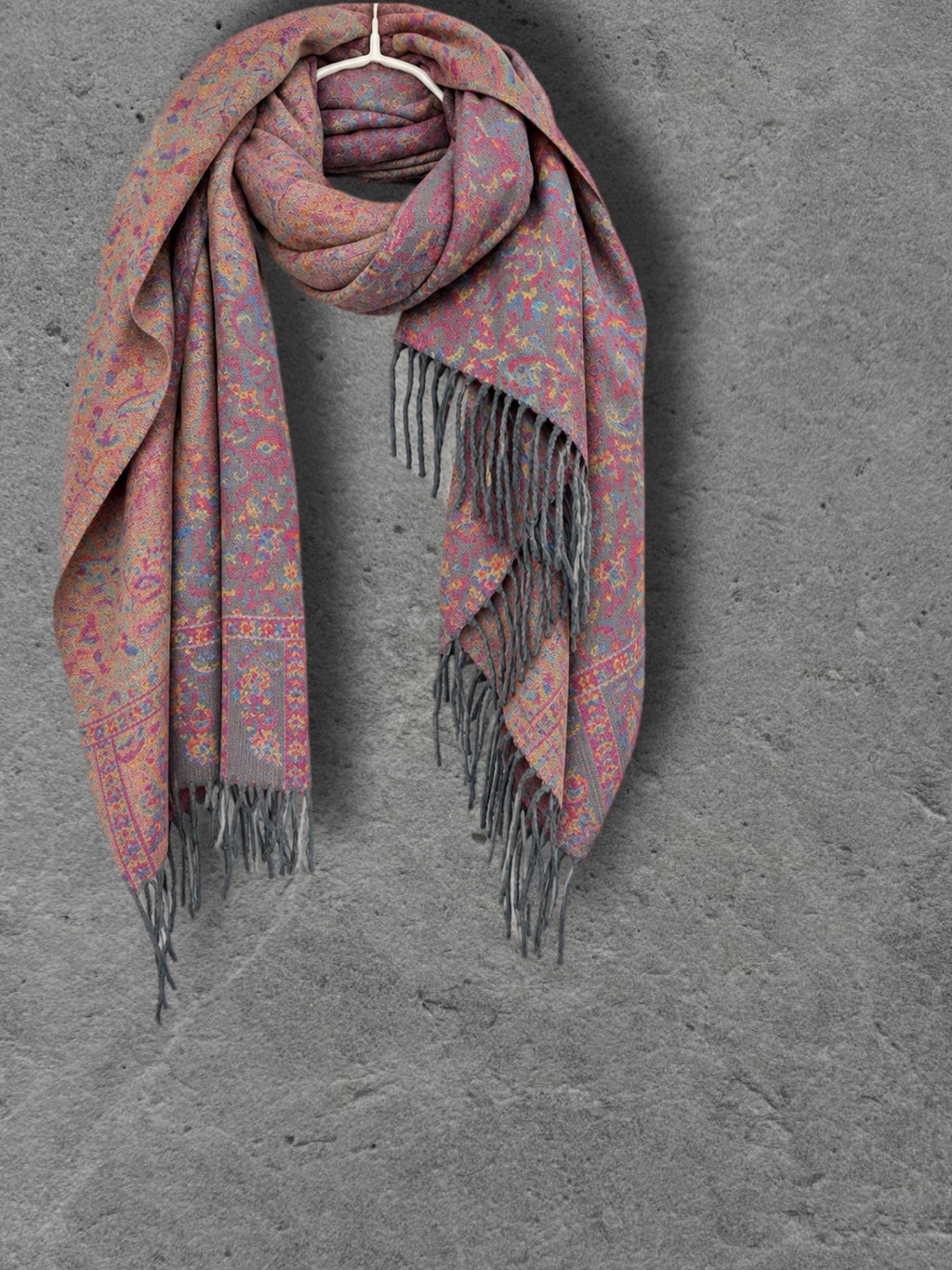 Grey Pink Midnight Floral Tapestry Reversible Winter Scarf, Double Sided Botanical Wrap, Ultra Soft Shawl, Ideal Gifts for Her
