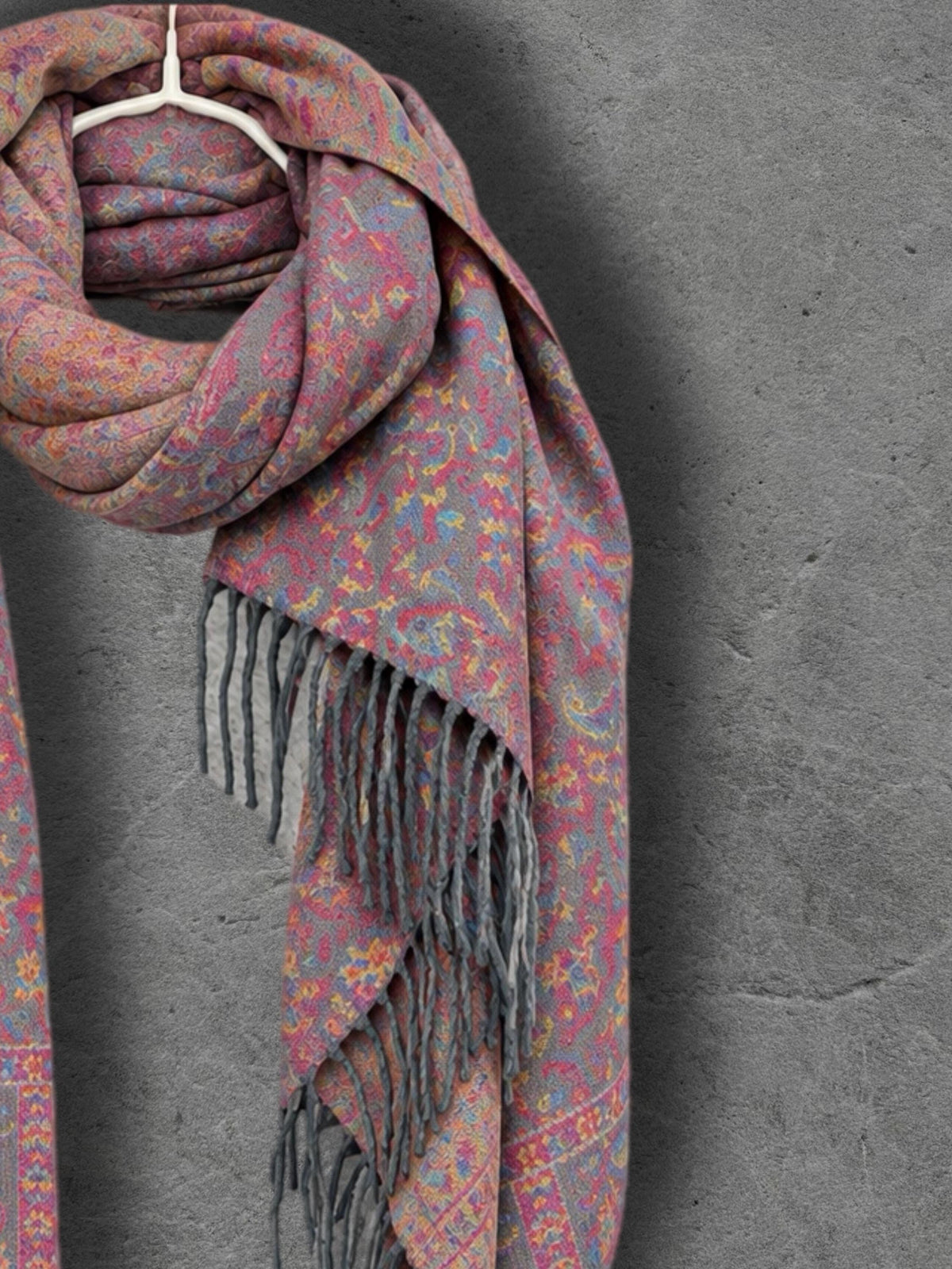 Grey Pink Midnight Floral Tapestry Reversible Winter Scarf, Double Sided Botanical Wrap, Ultra Soft Shawl, Ideal Gifts for Her