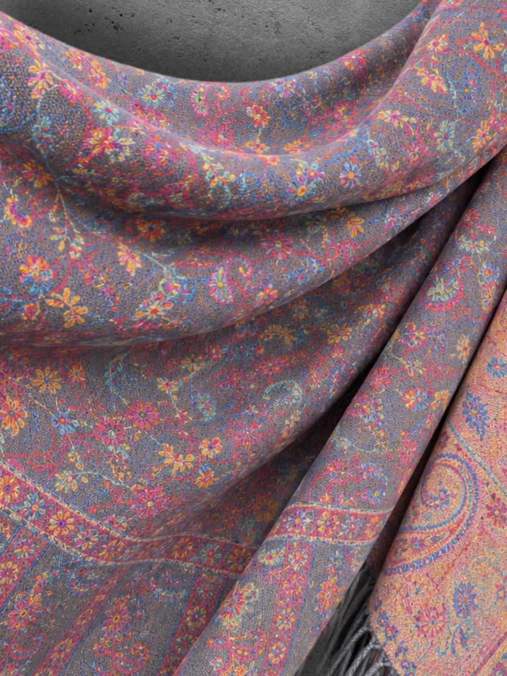 Grey Pink Midnight Floral Tapestry Reversible Winter Scarf, Double Sided Botanical Wrap, Ultra Soft Shawl, Ideal Gifts for Her