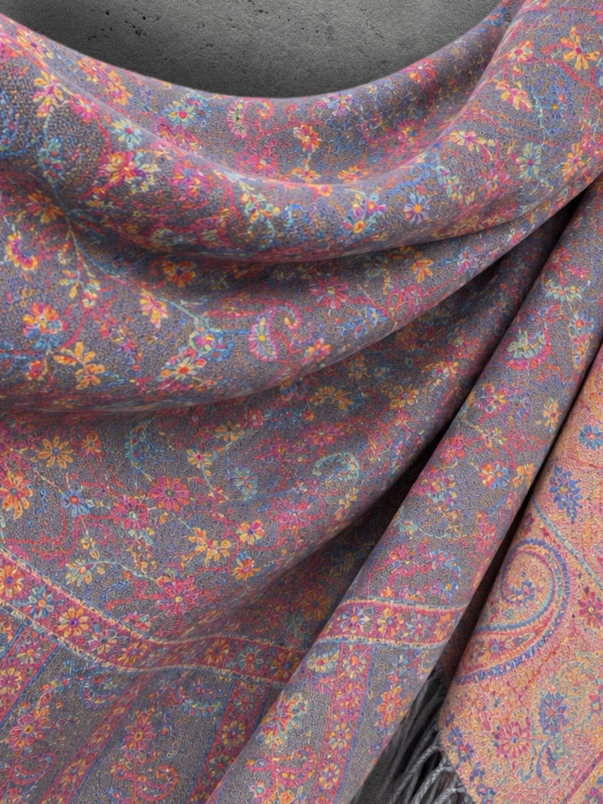 Grey Pink Midnight Floral Tapestry Reversible Winter Scarf, Double Sided Botanical Wrap, Ultra Soft Shawl, Ideal Gifts for Her