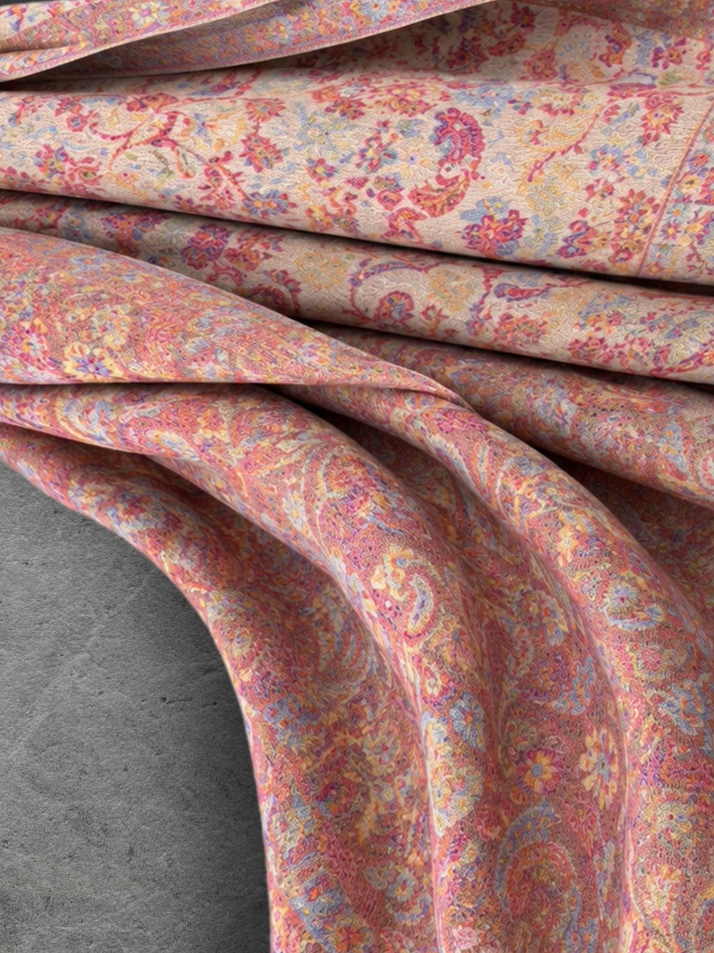 Blush Cream Antique Floral Weave Reversible Winter Scarf, Double Sided Soft Botanical Wrap, Women’s Bohemian Shawl