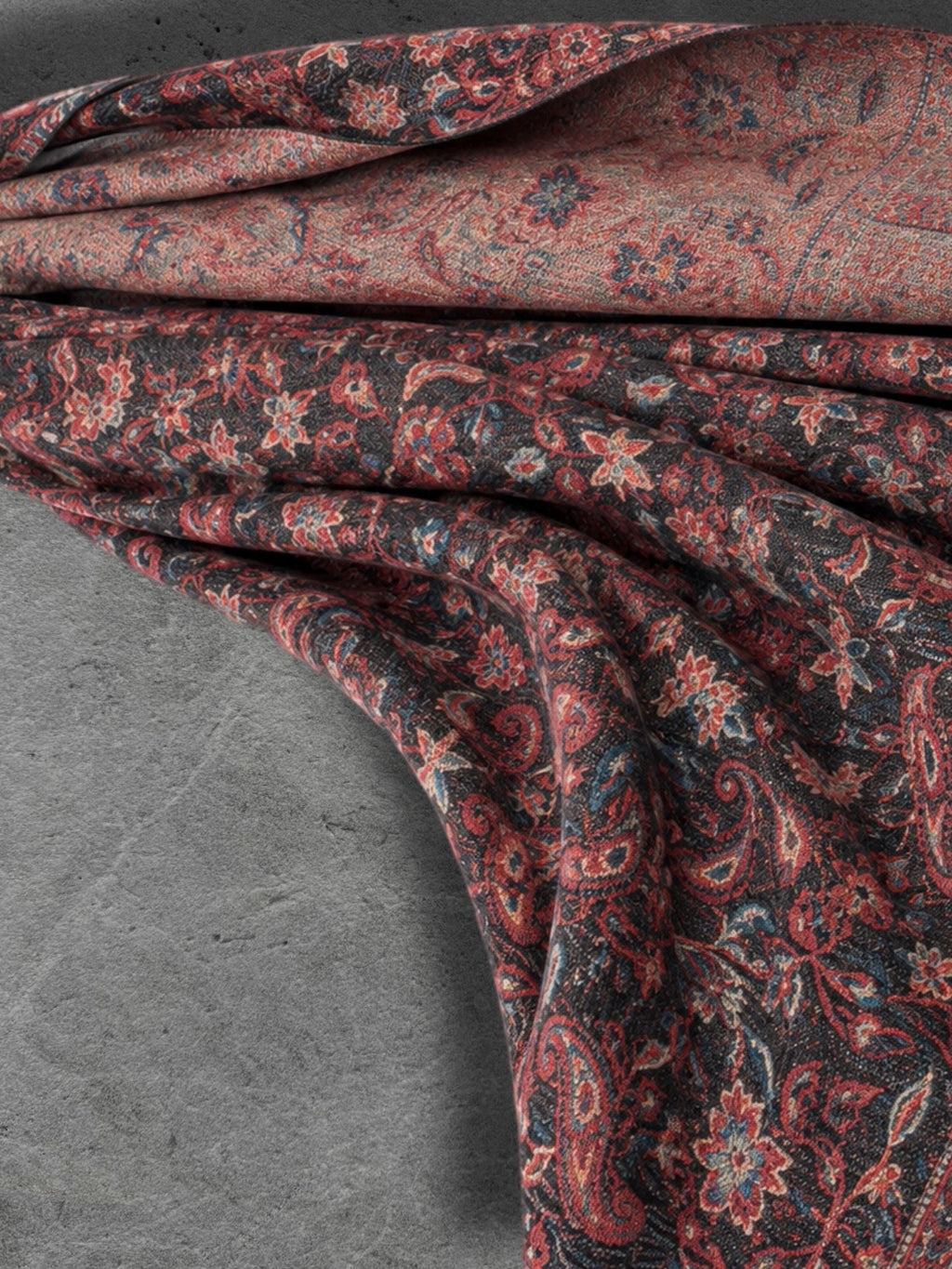 Black Rust Dark Heritage Floral Reversible Winter Scarf, Double Sided Tapestry Shawl, Soft Boho Women’s Neck Wrap