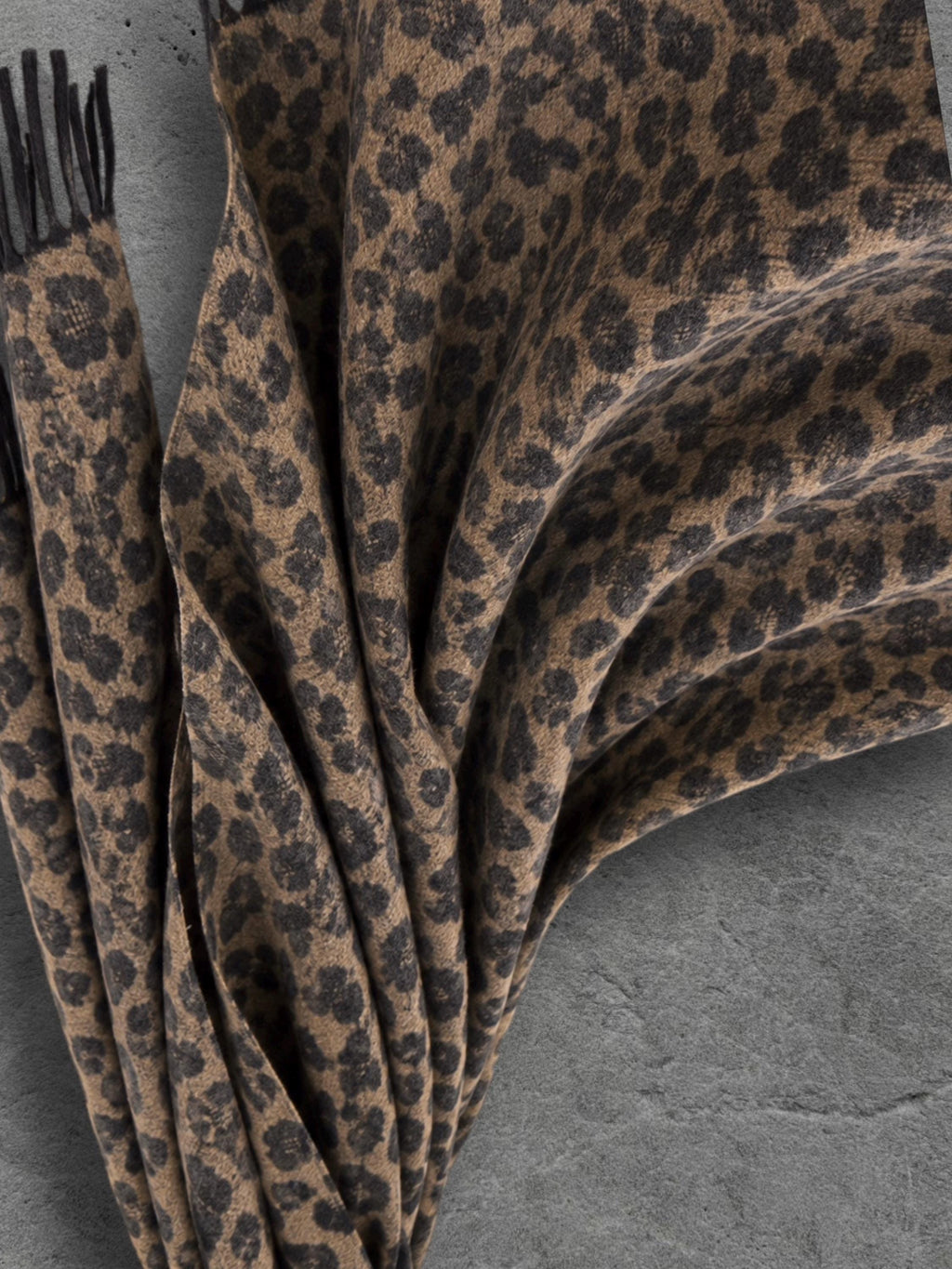 Camel Leopard Winter Scarf, Black Animal Print Neck Wrap, Bold Soft Shawl, Warm Bohemian Accessory, Stylish Women’s Gift