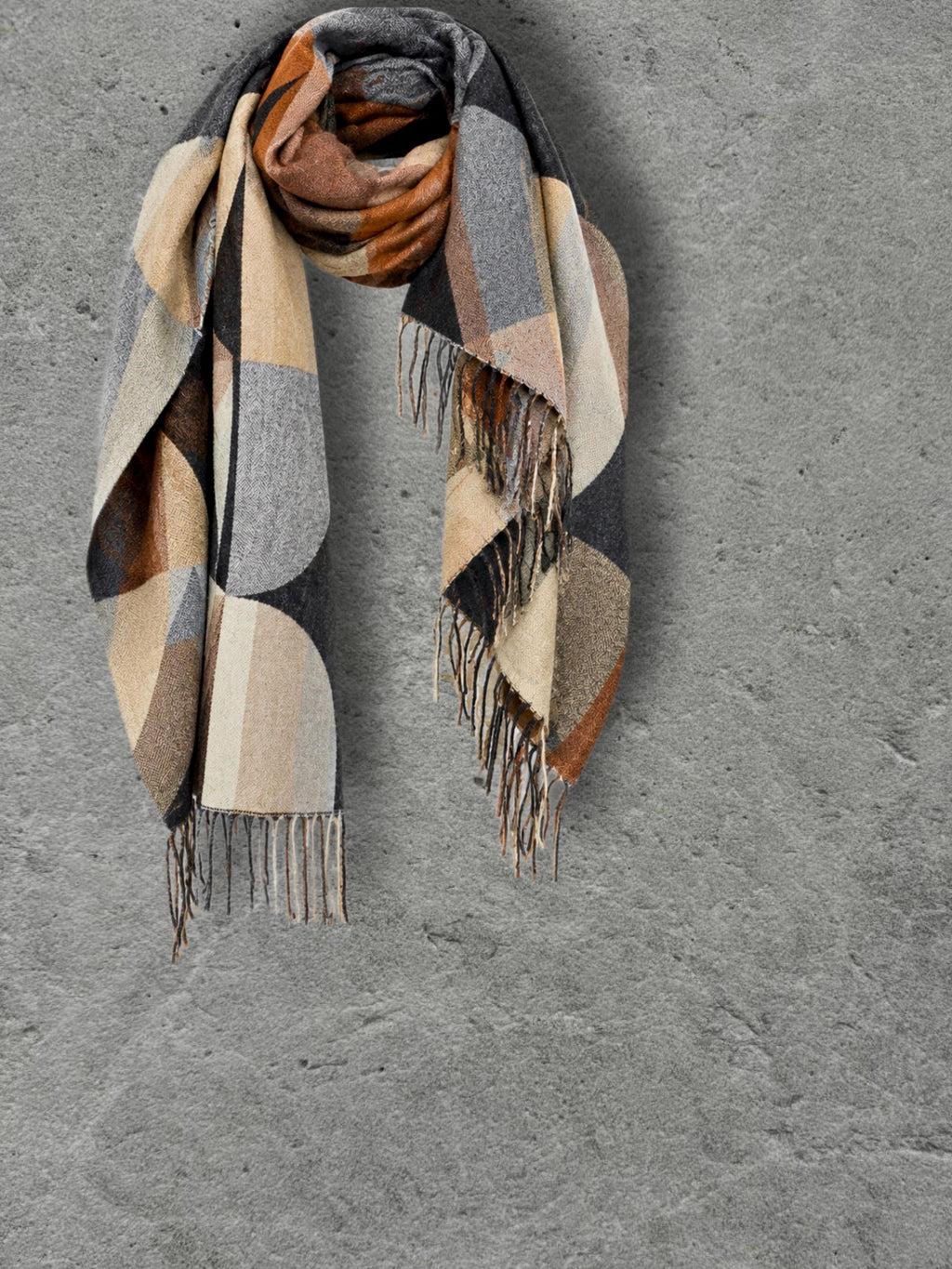 Black Charcoal Art Deco Pattern Winter Scarf, Reversible Shawl for Women, Ultra Soft Cozy Wrap, Thoughtful Gifts For Her