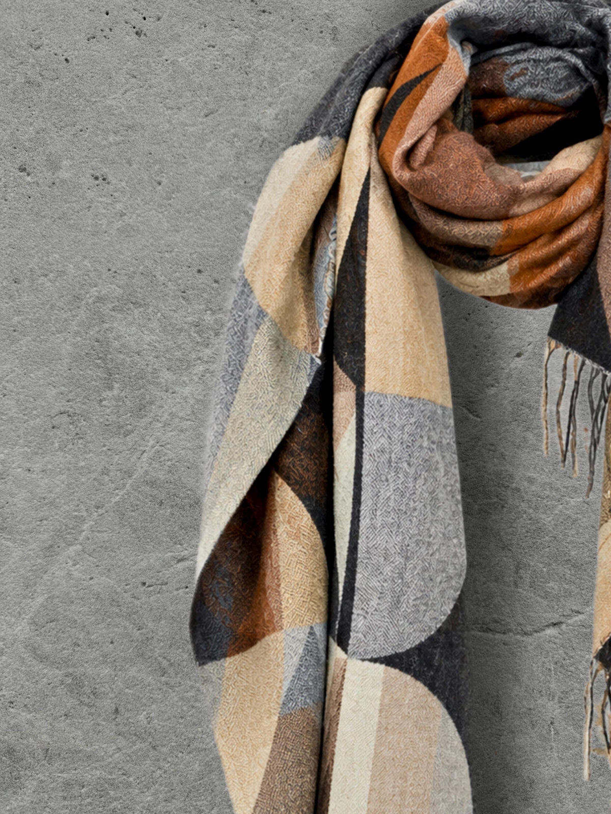 Black Charcoal Art Deco Pattern Winter Scarf, Reversible Shawl for Women, Ultra Soft Cozy Wrap, Thoughtful Gifts For Her