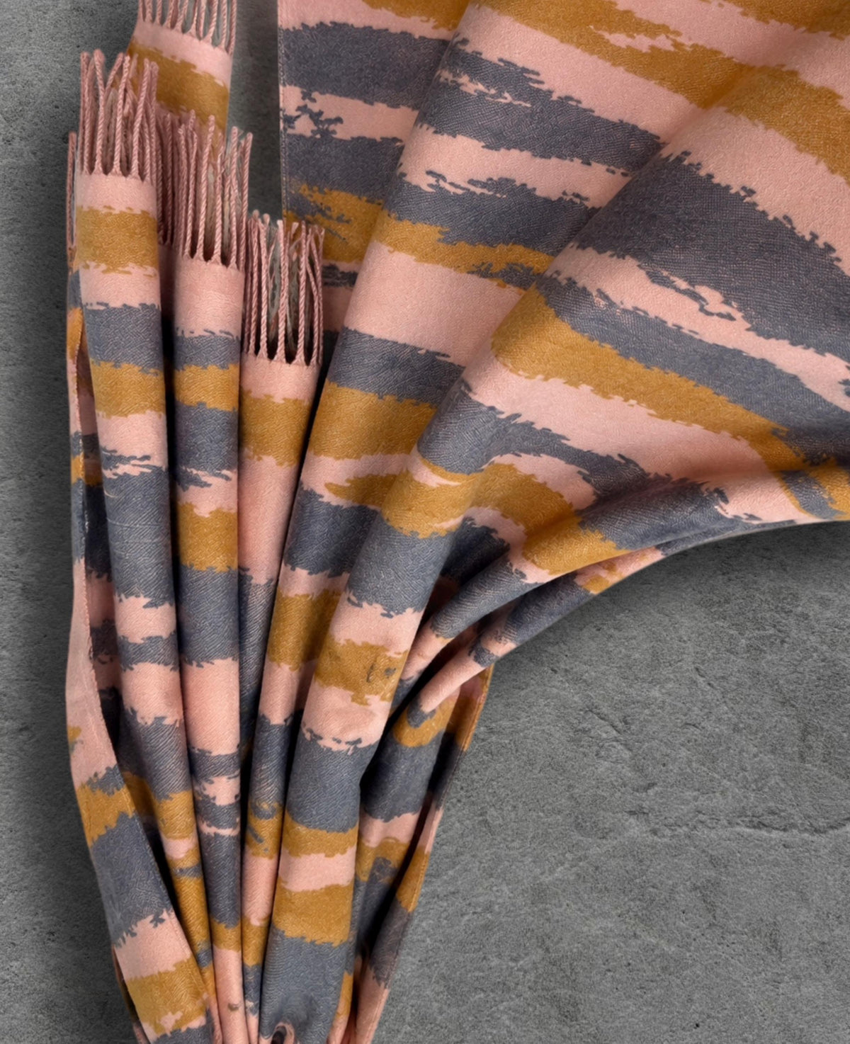 Blush Pink Grey Mustard Brrushed Abstract Winter Scarf, Reversible Warm Shawl for Women, Cozy Bohemian Wrap,Ideal Gift for Her