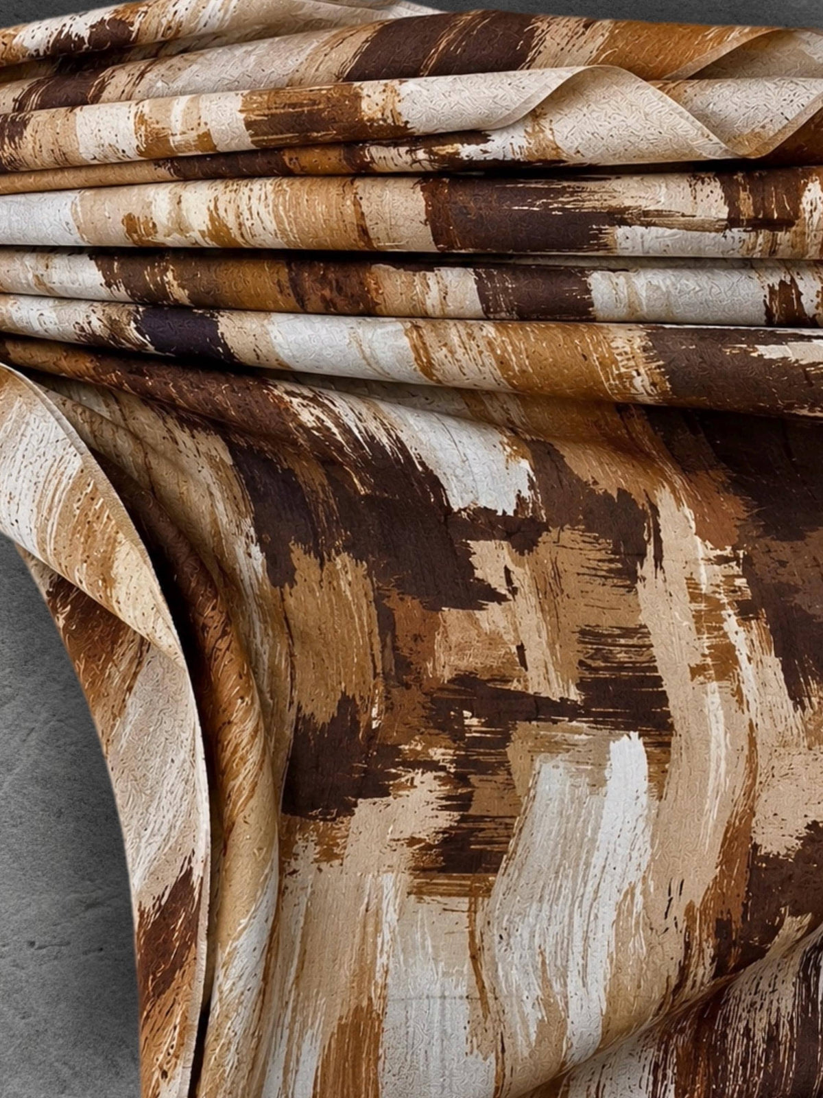 Chocolate Brown Painted Scarf, Caramel Cream Abstract Wrap, Earth Tone Cotton Viscose Shawl, Modern Autumn Accessory, Women’s Gift