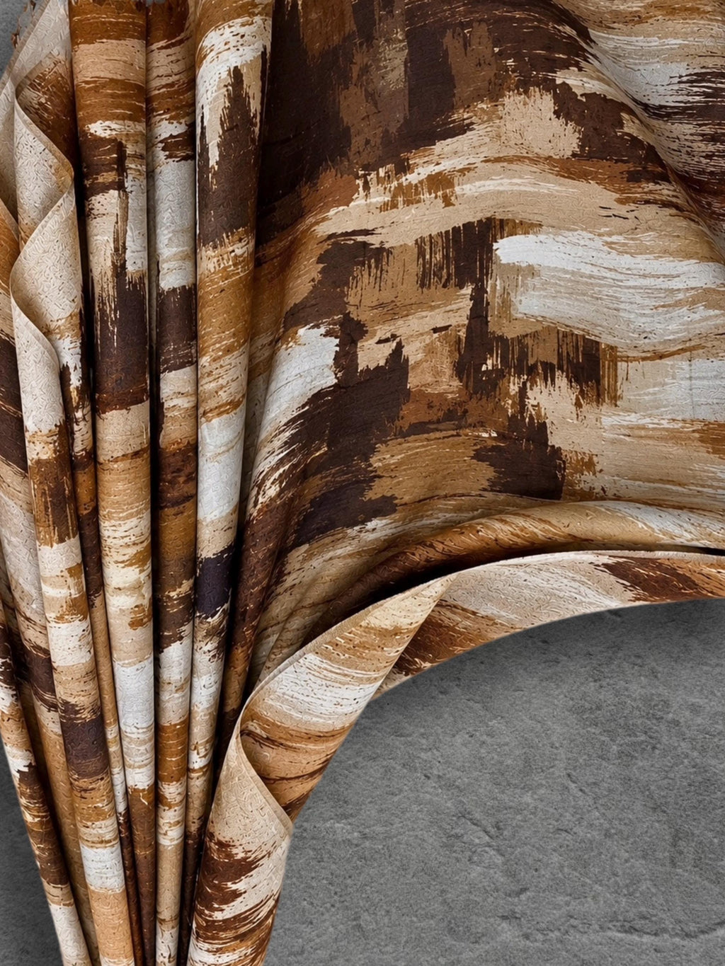 Chocolate Brown Painted Scarf, Caramel Cream Abstract Wrap, Earth Tone Cotton Viscose Shawl, Modern Autumn Accessory, Women’s Gift