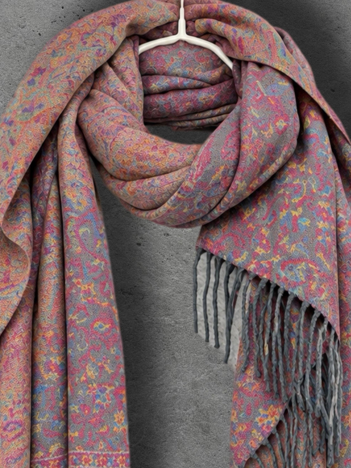 Grey Pink Midnight Floral Tapestry Reversible Winter Scarf, Double Sided Botanical Wrap, Ultra Soft Shawl, Ideal Gifts for Her
