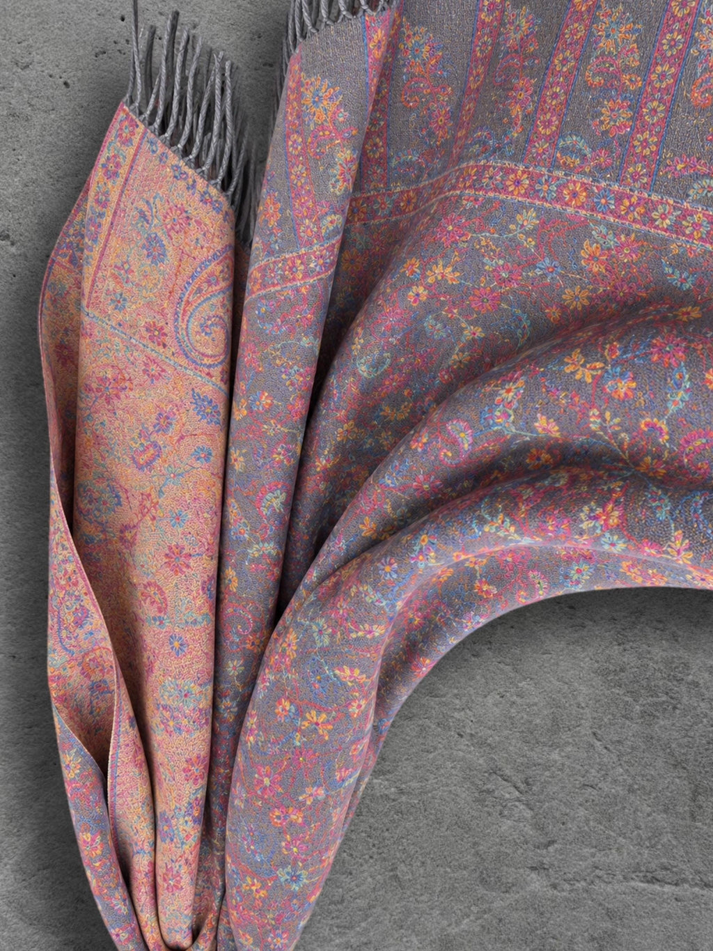 Grey Pink Midnight Floral Tapestry Reversible Winter Scarf, Double Sided Botanical Wrap, Ultra Soft Shawl, Ideal Gifts for Her