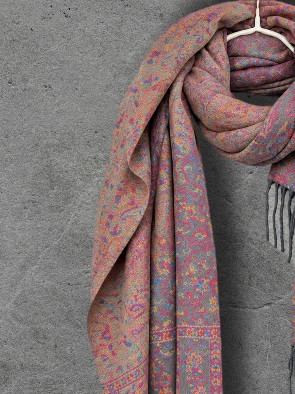 Grey Pink Midnight Floral Tapestry Reversible Winter Scarf, Double Sided Botanical Wrap, Ultra Soft Shawl, Ideal Gifts for Her