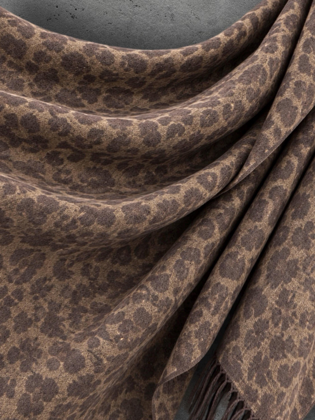 Brown Leopard Winter Scarf, Mocha Animal Print Wrap, Soft Brushed Shawl, Warm Womens Neck Accessory, Boho Gift For Her