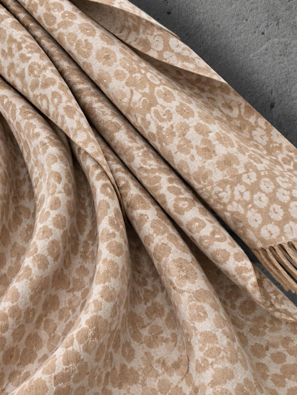 Beige Leopard Winter Scarf, Cream Animal Pattern Shawl, Neutral Soft Wrap, Cosy Women’s Cold Weather Accessory, Elegant Gift