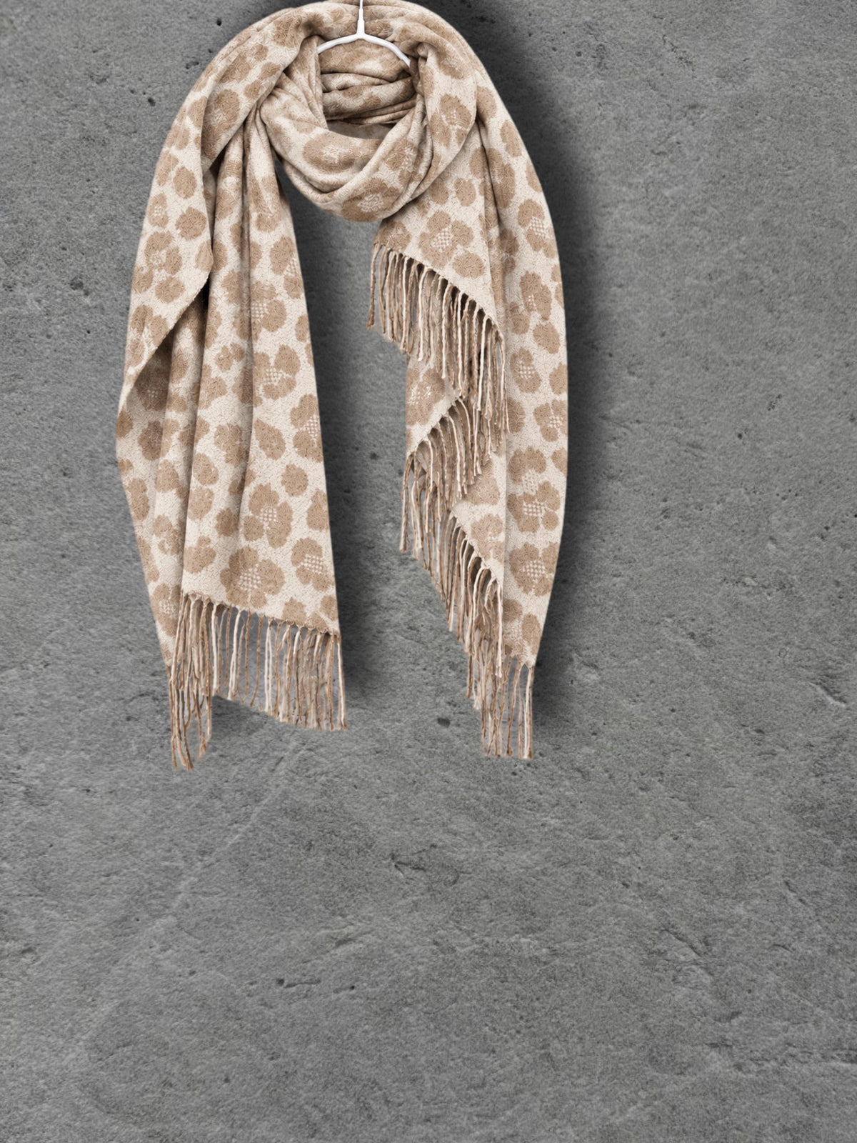 Beige Leopard Winter Scarf, Cream Animal Pattern Shawl, Neutral Soft Wrap, Cosy Women’s Cold Weather Accessory, Elegant Gift