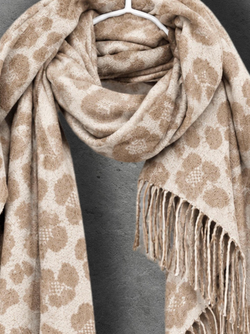 Beige Leopard Winter Scarf, Cream Animal Pattern Shawl, Neutral Soft Wrap, Cosy Women’s Cold Weather Accessory, Elegant Gift