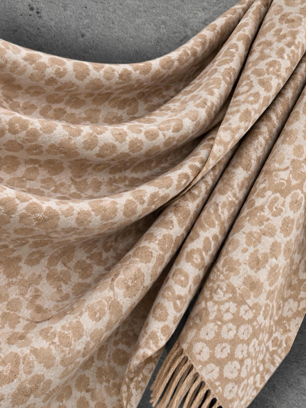 Beige Leopard Winter Scarf, Cream Animal Pattern Shawl, Neutral Soft Wrap, Cosy Women’s Cold Weather Accessory, Elegant Gift