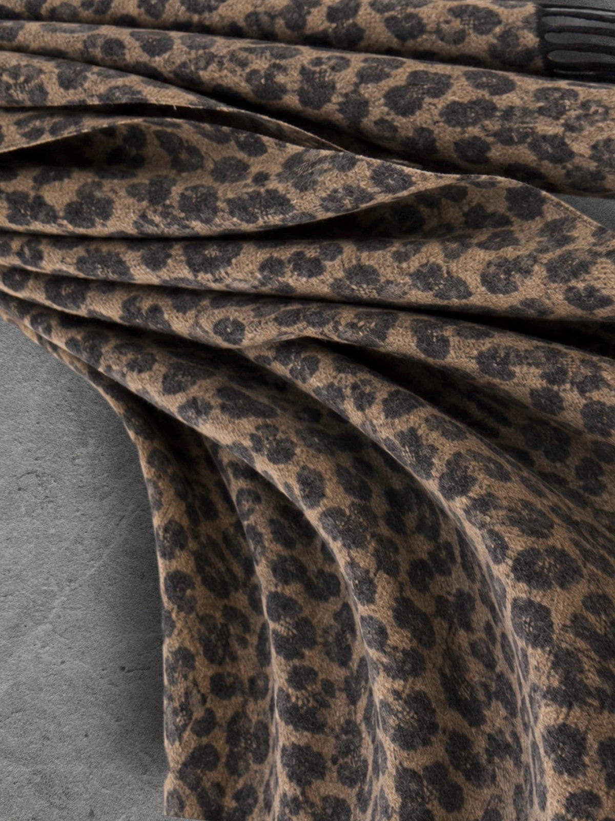 Camel Leopard Winter Scarf, Black Animal Print Neck Wrap, Bold Soft Shawl, Warm Bohemian Accessory, Stylish Women’s Gift