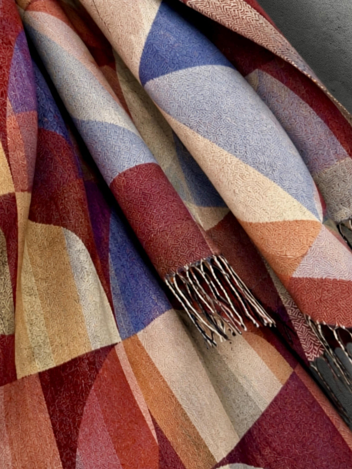 Burgundy Crimson Circular Pattern Winter Scarf, Artistic Winter Wrap, Ultra Soft Women Wrap, Cozy Gifts for Her