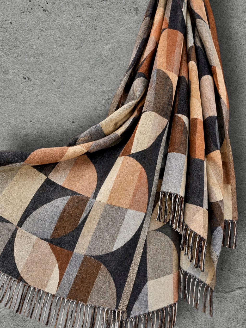 Black Charcoal Art Deco Pattern Winter Scarf, Reversible Shawl for Women, Ultra Soft Cozy Wrap, Thoughtful Gifts For Her
