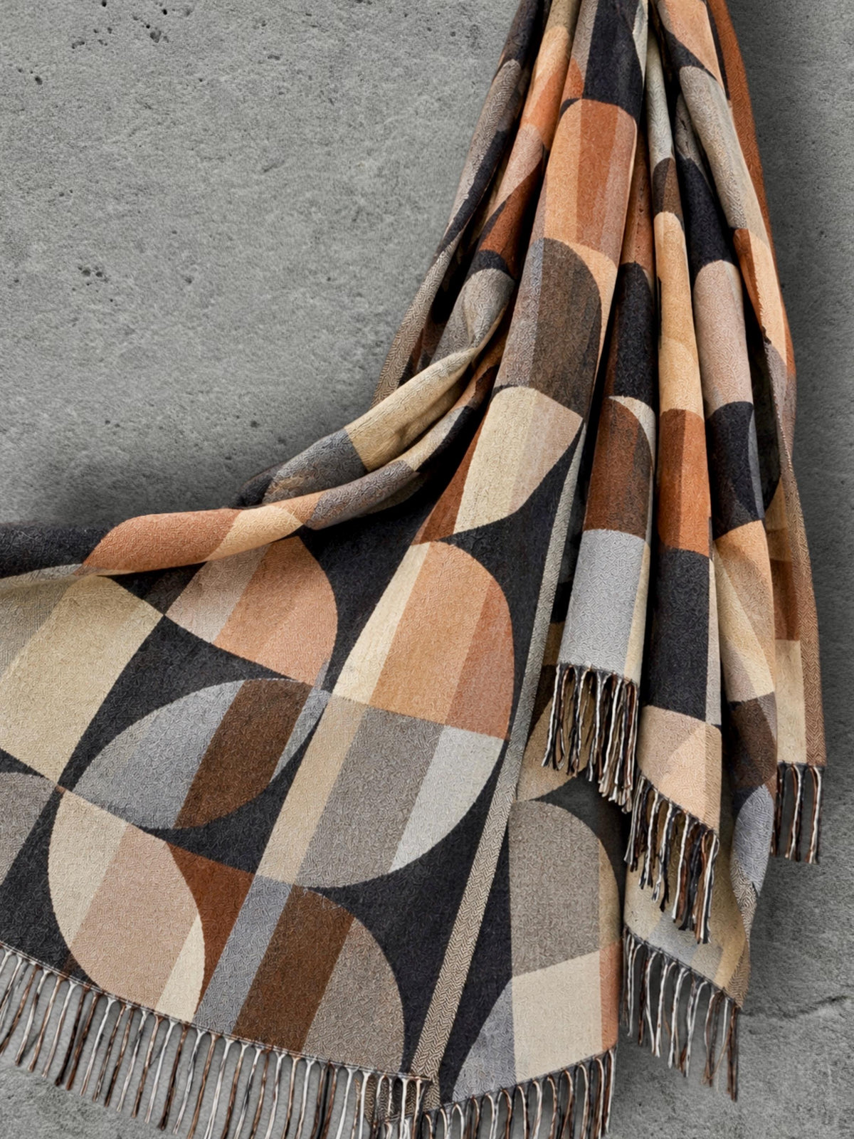 Black Charcoal Art Deco Pattern Winter Scarf, Reversible Shawl for Women, Ultra Soft Cozy Wrap, Thoughtful Gifts For Her