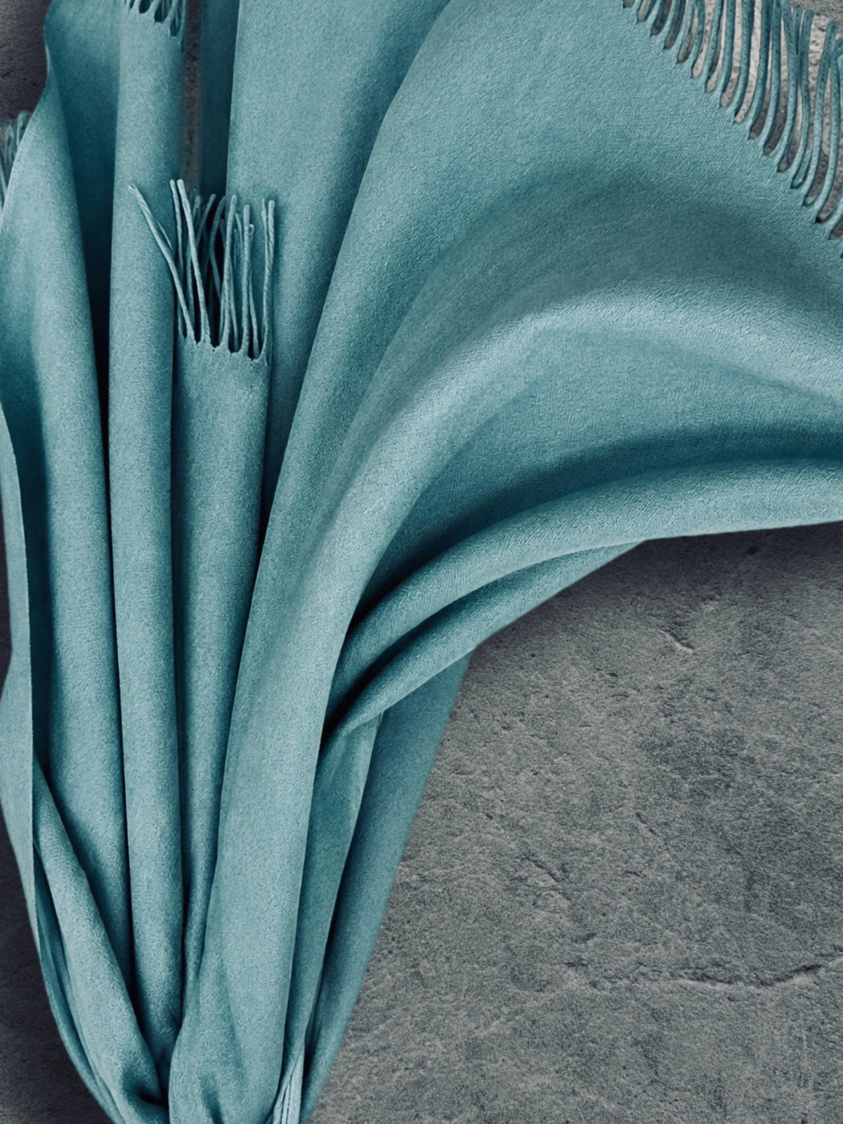 Teal Blue Winter Scarf, Ultra Soft Plain Wrap, Unisex Fringed Shawl, Warm Gifts for Him Her