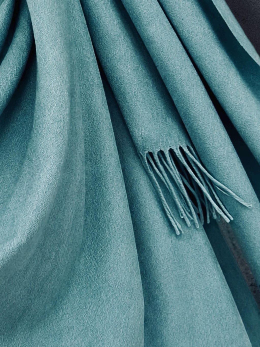 Teal Blue Winter Scarf, Ultra Soft Plain Wrap, Unisex Fringed Shawl, Warm Gifts for Him Her