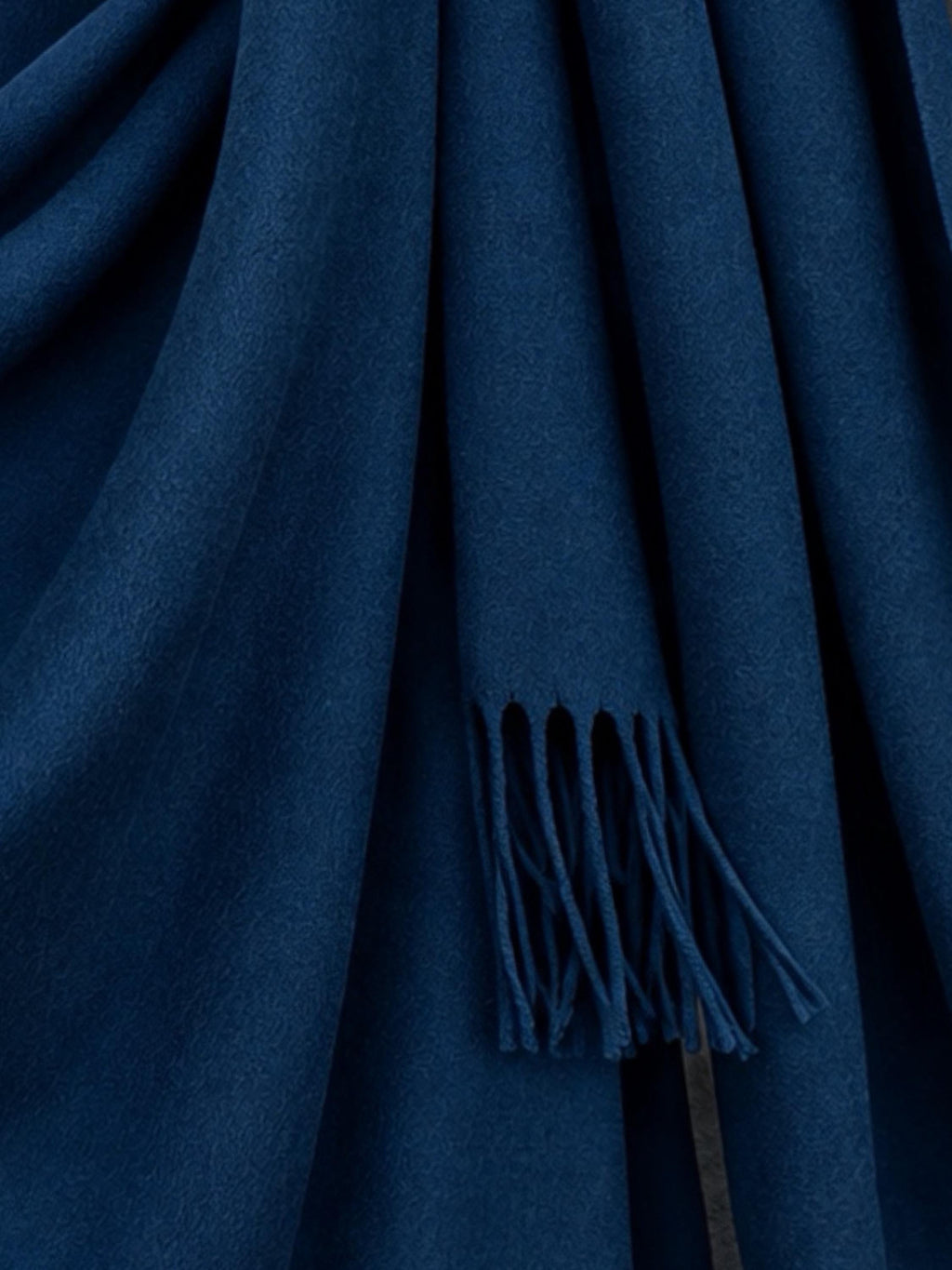 Navy Blue Winter Scarf, Classic Plain Shawl, Ultra Soft Unisex Wrap with Fringe, Warm Gifts for Him and Her