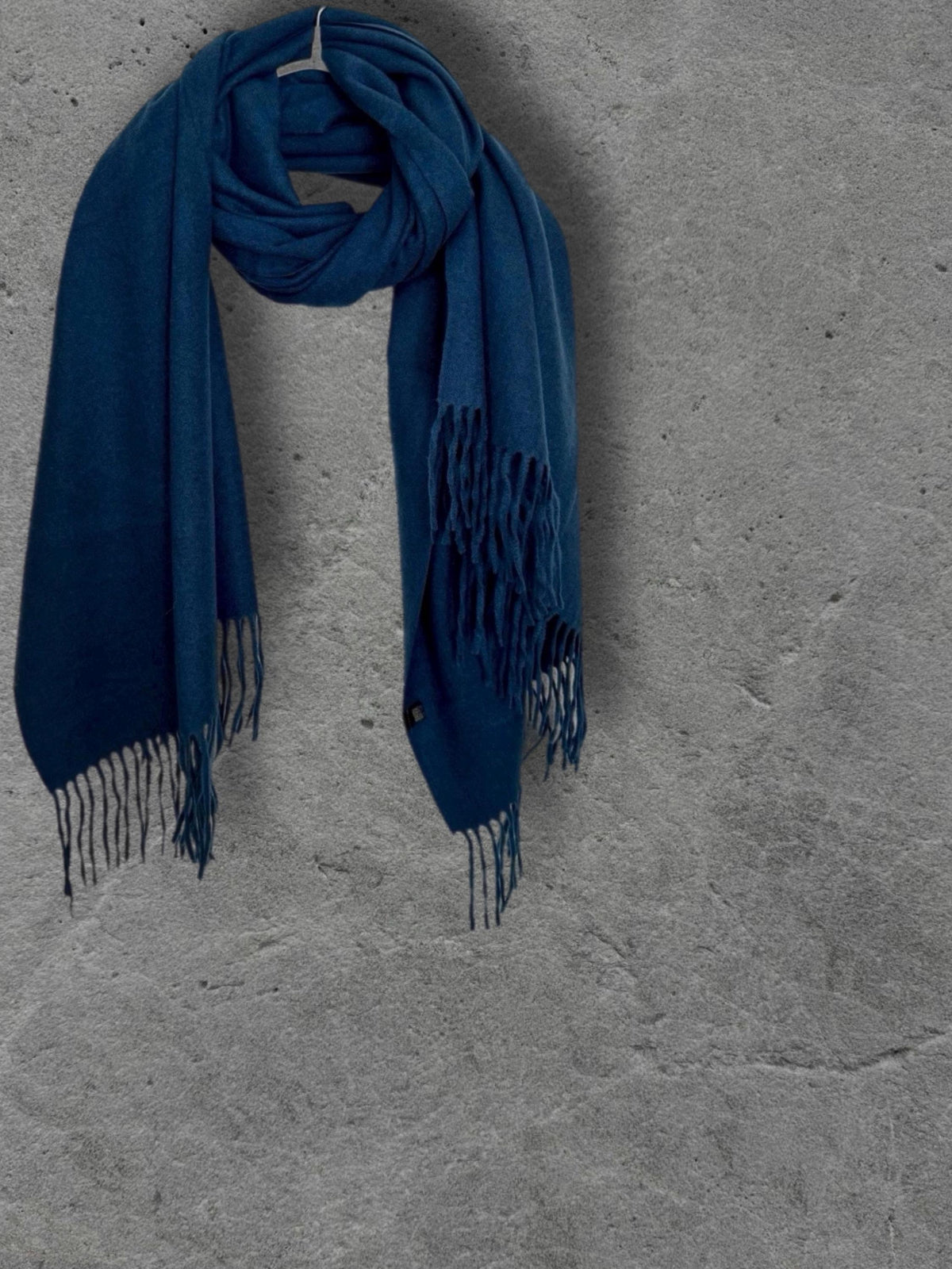 Navy Blue Winter Scarf, Classic Plain Shawl, Ultra Soft Unisex Wrap with Fringe, Warm Gifts for Him and Her