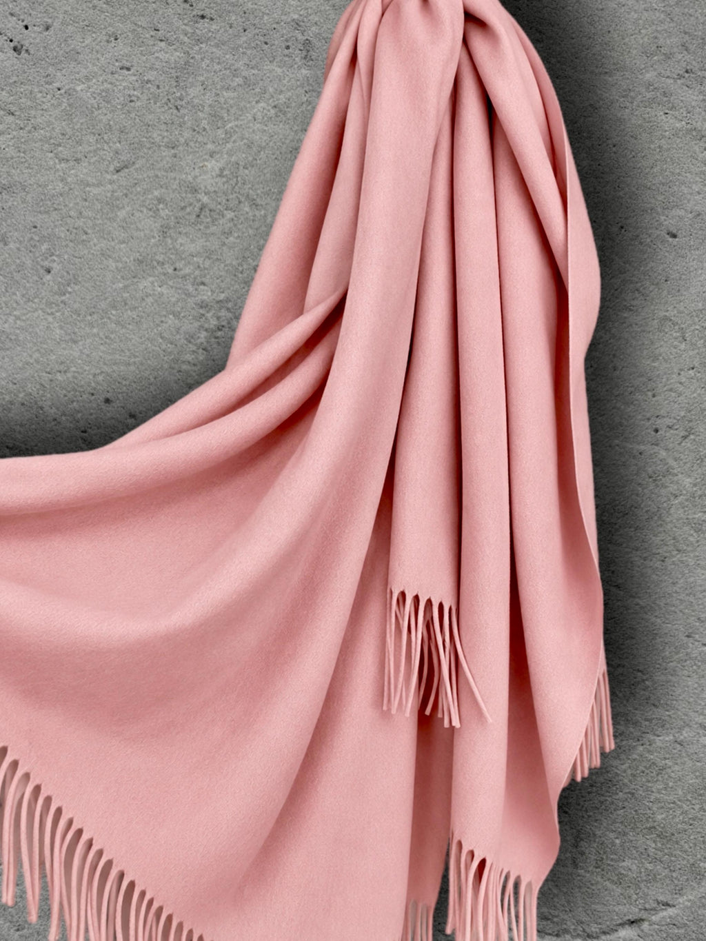 Blush Pink Winter Scarf, Ultra Soft Plain Shawl, Cosy Fringed Wrap for Women, Warm Gifts for Her
