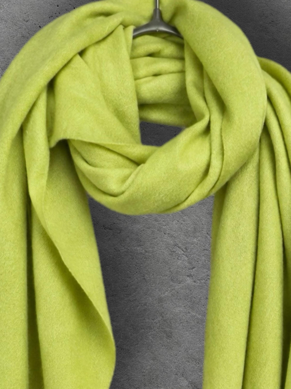 Lime Green Winter Scarf, Ultra Soft Fringed Shawl for Women, Bright Plain Warm Wrap, Cozy Gifts for Her