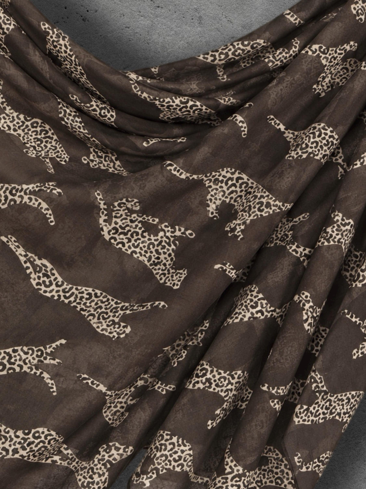 Chocolate Brown Leopard Print Scarf, Lightweight Autumn Wrap, Neutral Animal Motif Shawl, Great Gifts for Her