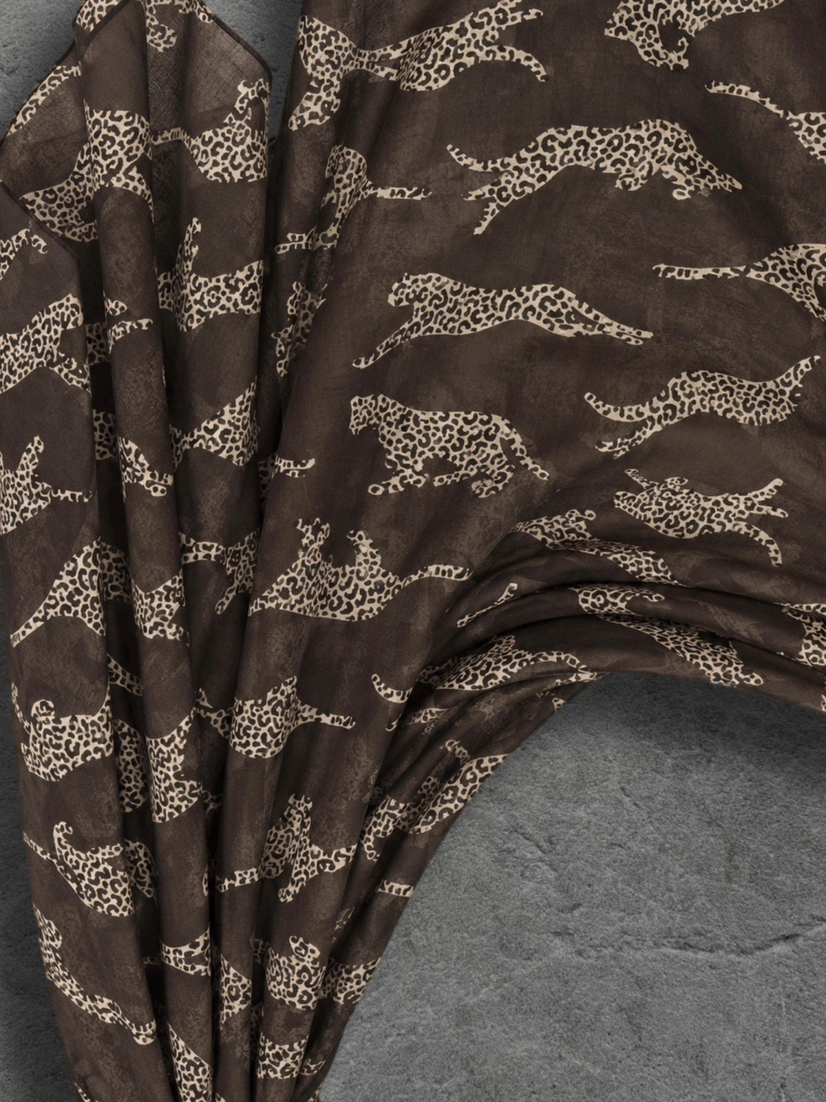 Chocolate Brown Leopard Print Scarf, Lightweight Autumn Wrap, Neutral Animal Motif Shawl, Great Gifts for Her