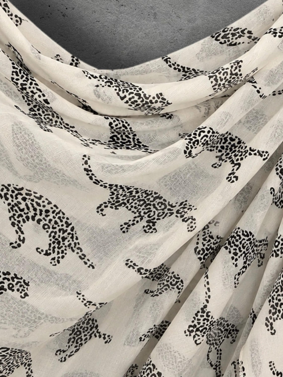 Ivory White Leopard Print Scarf, Lightweight Autumn Shawl, Animal Motif Wrap for Women, Thoughtful Gift for Her