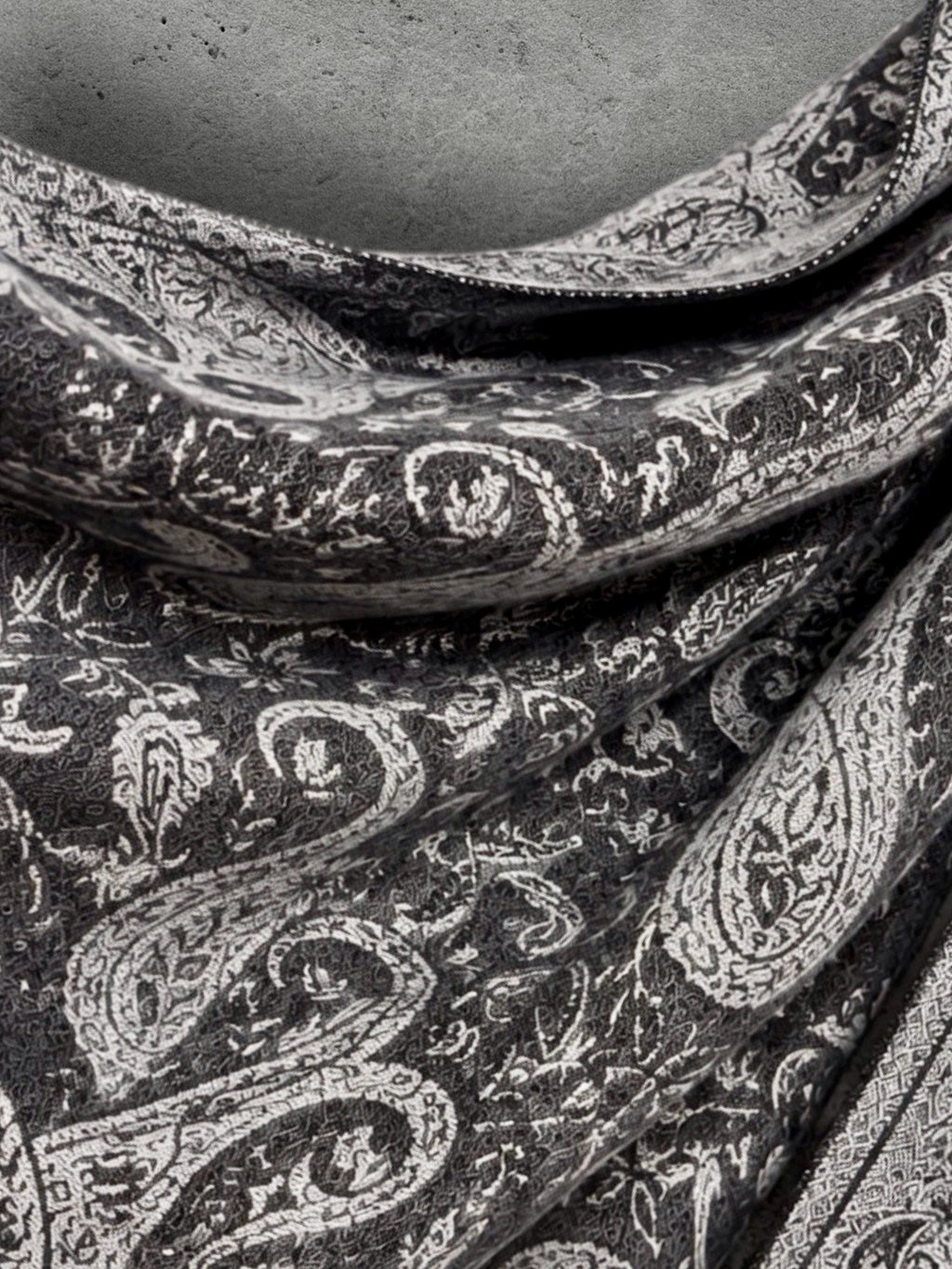 Charcoal Grey Monochrome Paisley Winter Scarf, Reversible Ornate Wrap, Ultra Soft Bohemian Shawl, Thoughtful Gift for Womens
