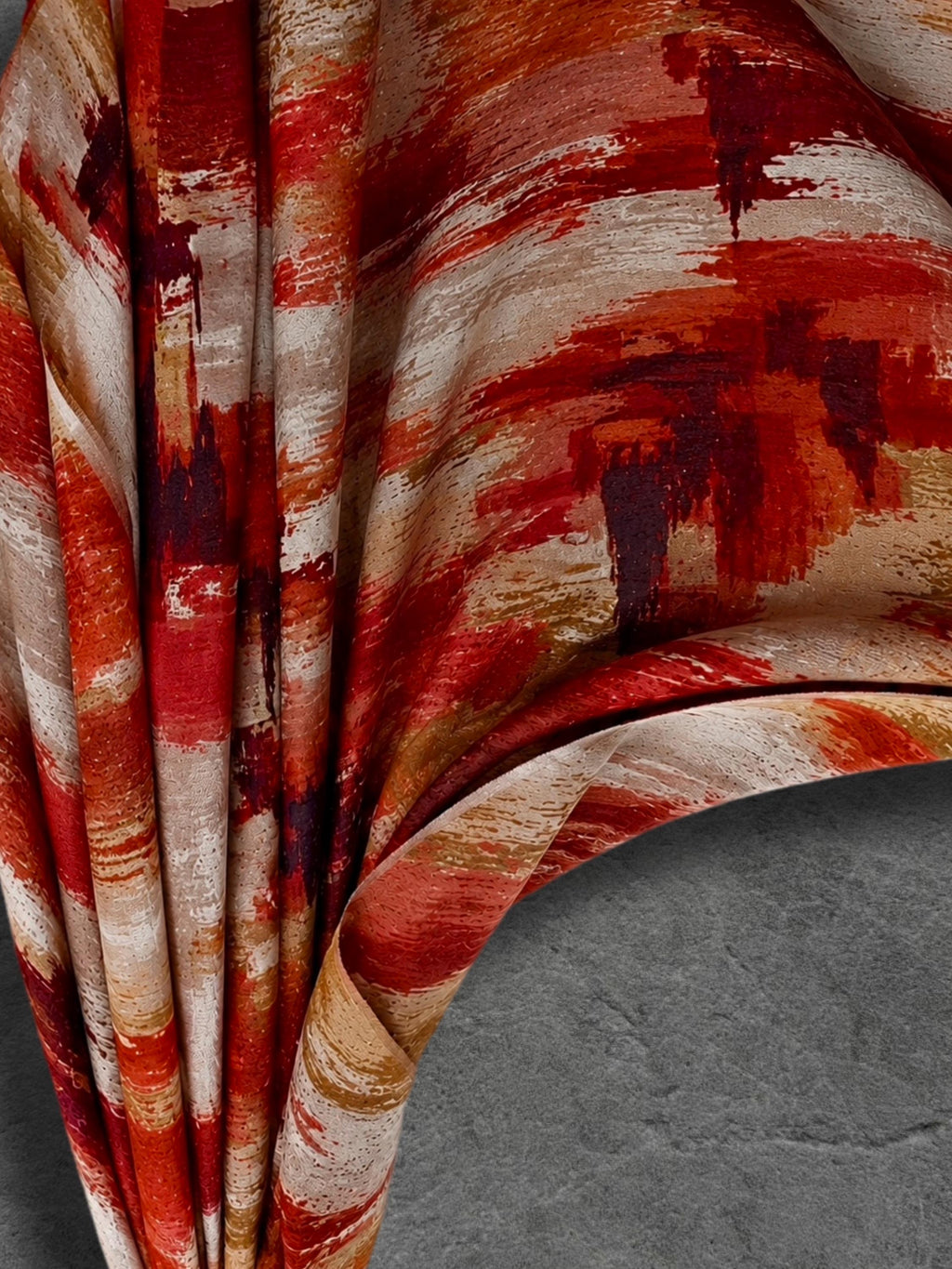 Red Beige Brushstroke Scarf, Burnt Orange Artistic Wrap, Abstract Cotton Viscose Shawl, Vibrant Fall Fashion, Statement Women’s Scarf