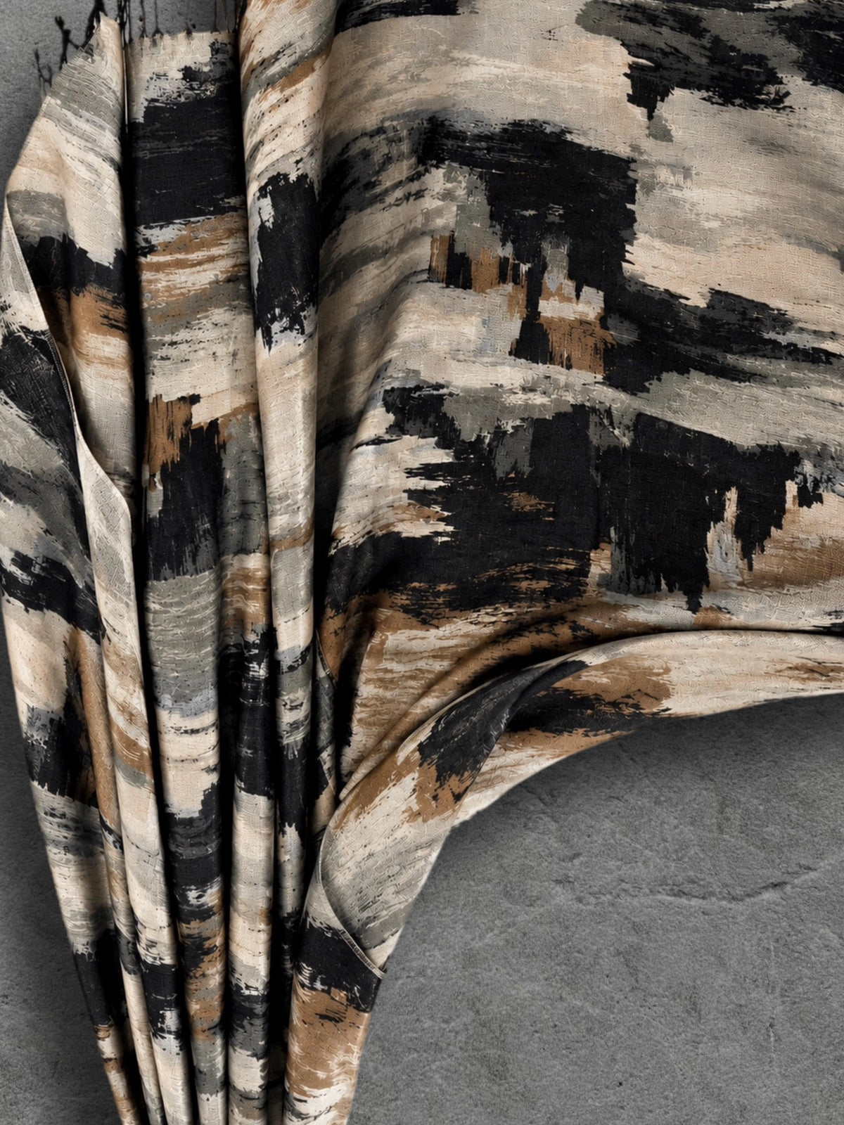 Black Camel Brushstroke Scarf, Cream Grey Abstract Wrap, Ultra Soft Cotton Viscose Shawl, Neutral Artistic Autumn Scarf, Gifts for Her