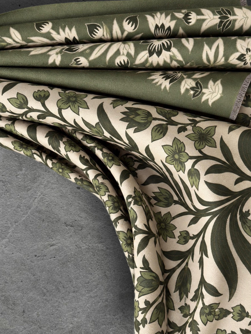 Beige and Olive Green Heritage Garden Floral Reversible Winter Scarf, Cosy Botanical Wrap, Thoughtful Gifts for Her