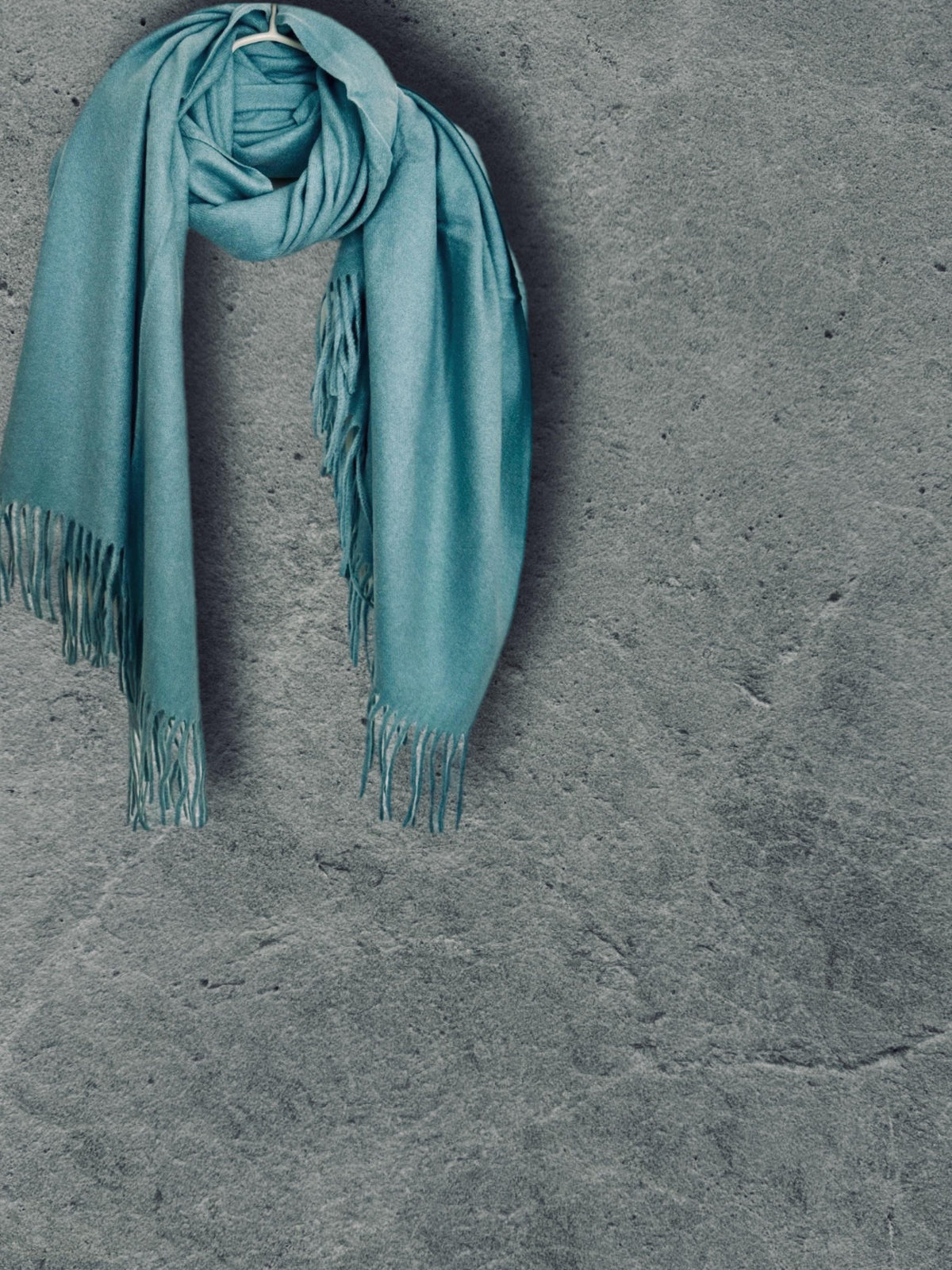 Teal Blue Winter Scarf, Ultra Soft Plain Wrap, Unisex Fringed Shawl, Warm Gifts for Him Her