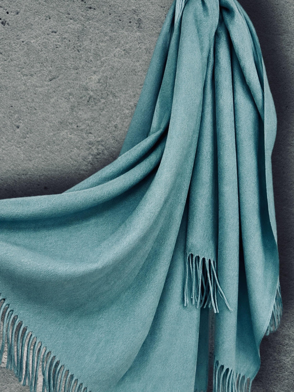 Teal Blue Winter Scarf, Ultra Soft Plain Wrap, Unisex Fringed Shawl, Warm Gifts for Him Her