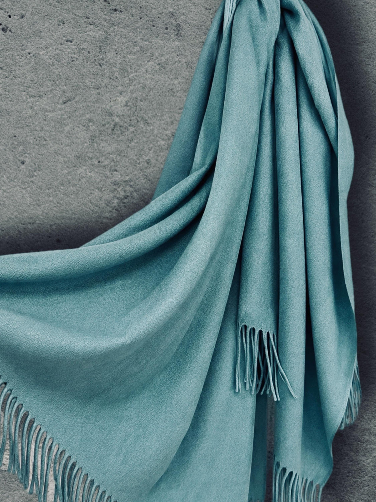 Teal Blue Winter Scarf, Ultra Soft Plain Wrap, Unisex Fringed Shawl, Warm Gifts for Him Her