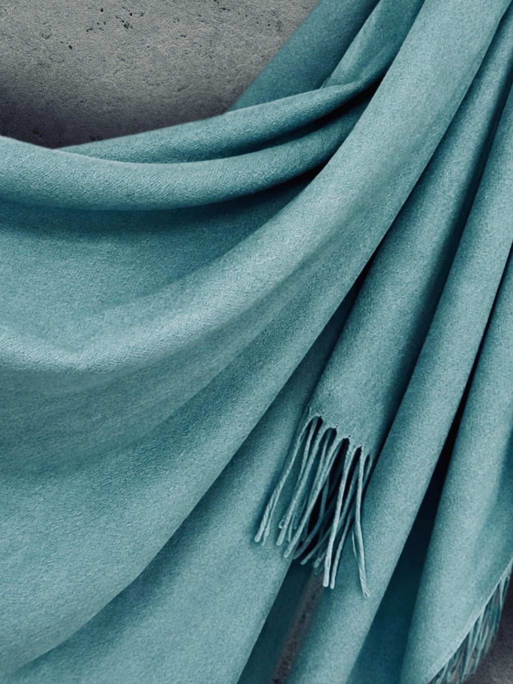 Teal Blue Winter Scarf, Ultra Soft Plain Wrap, Unisex Fringed Shawl, Warm Gifts for Him Her