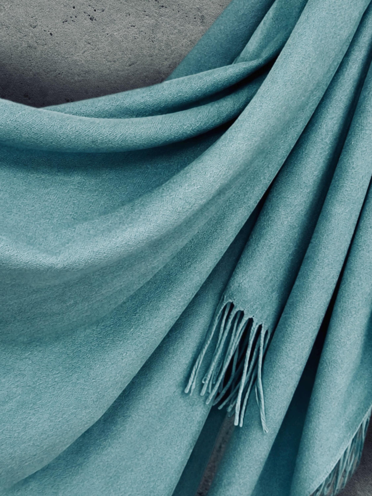 Teal Blue Winter Scarf, Ultra Soft Plain Wrap, Unisex Fringed Shawl, Warm Gifts for Him Her