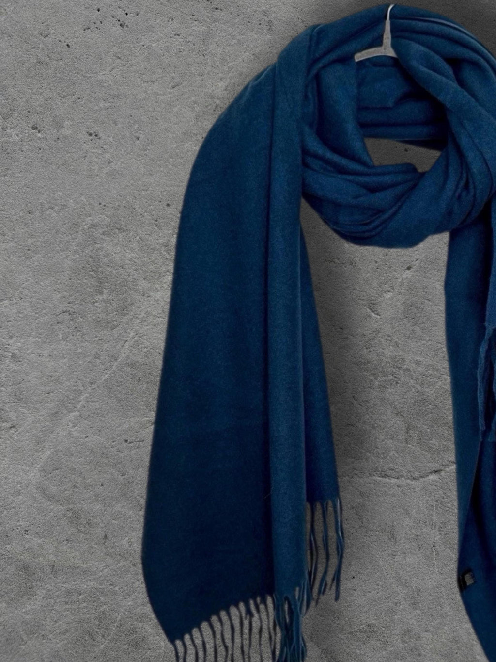 Navy Blue Winter Scarf, Classic Plain Shawl, Ultra Soft Unisex Wrap with Fringe, Warm Gifts for Him and Her