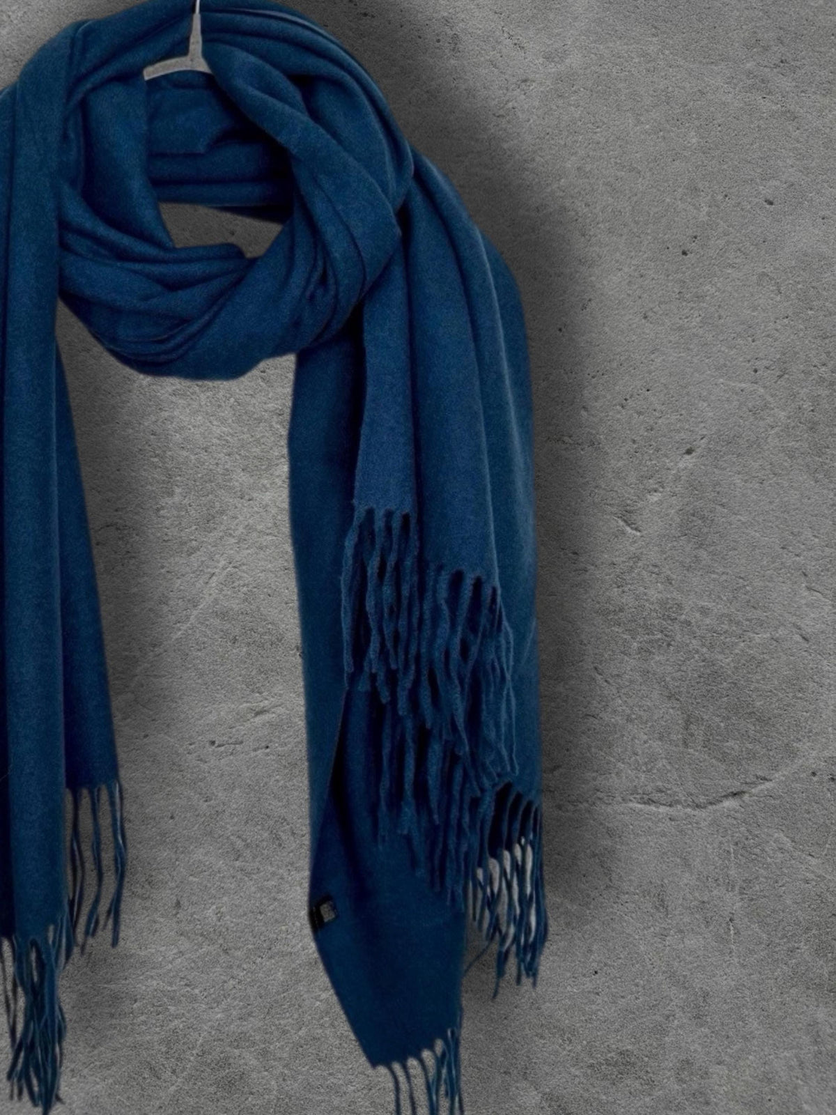 Navy Blue Winter Scarf, Classic Plain Shawl, Ultra Soft Unisex Wrap with Fringe, Warm Gifts for Him and Her